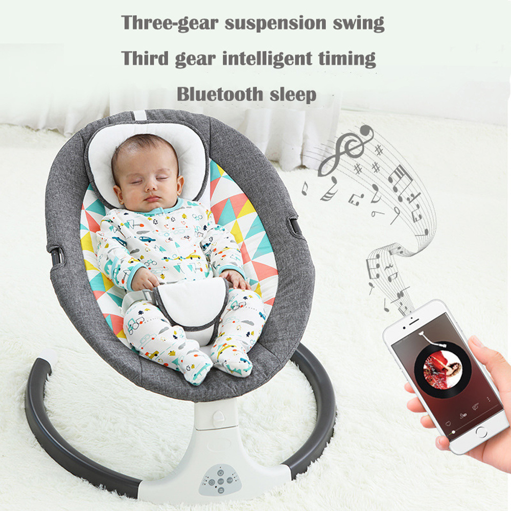 Electric Baby Crib Portable Bassinet with Bluetooth Remote Control Swings for Infants Baby Playpen with Mosquito Net