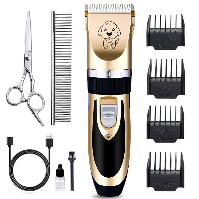 Factory Wholesale USB Rechargeable Electric Pet Hair Trimmer Dog Cat Hair Remover Pet Grooming Shaver Kit Set with Comb