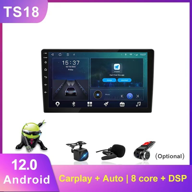 TS18 QLED 2DIN Android 11 Car DVD Player 8-Core 8+128GB IPS 360 Camera Universal CarPlay Video Autoradio 9/10 Inch Head Unit