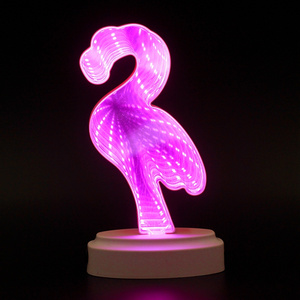 3d LED Tunnel Lamp Flamingo decorative tunnel Infinity mirror Night Lights