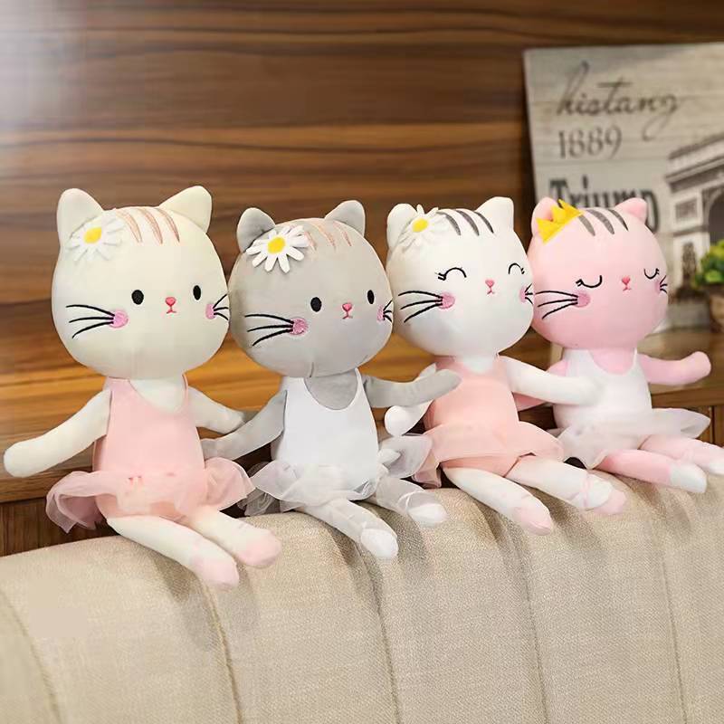 Cute yoga cat action figure doll  plush toy ballet yoga gift plush  colorful lovely animal ballet kitten