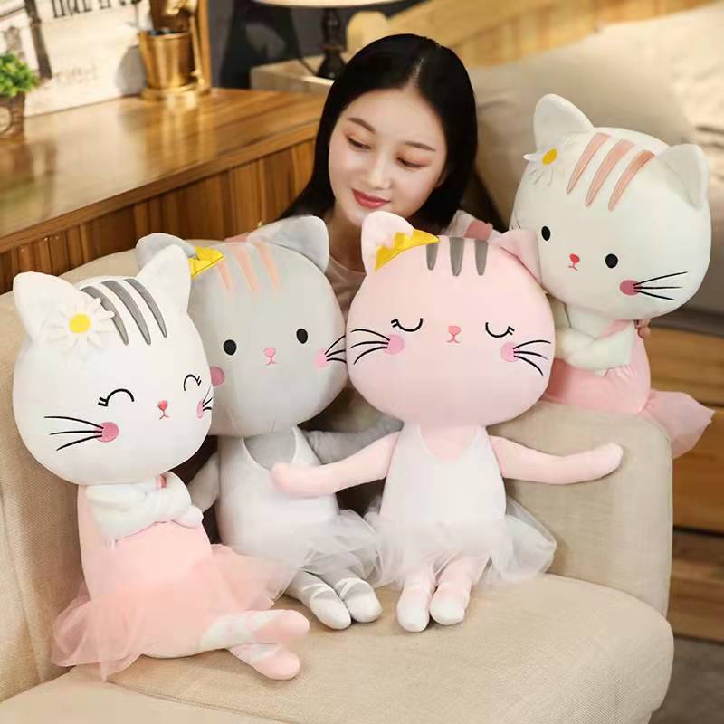 Cute yoga cat action figure doll  plush toy ballet yoga gift plush  colorful lovely animal ballet kitten