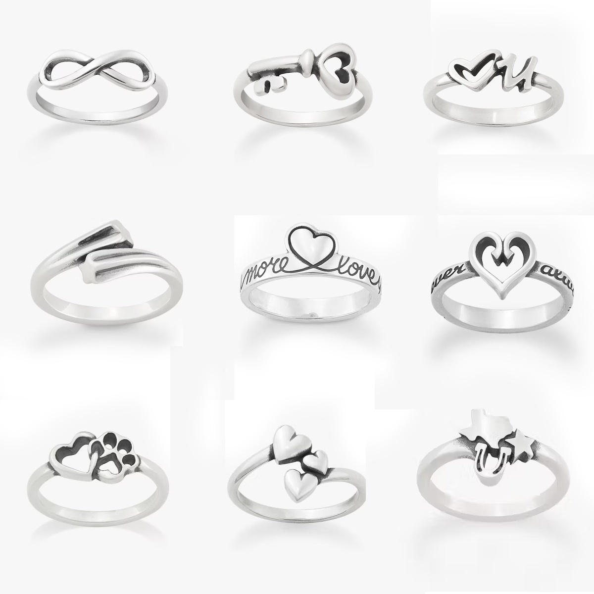 Wholesale 925 Sterling Silver Ring New Design Heart Infinity Ring Antique Silver Ring For Women