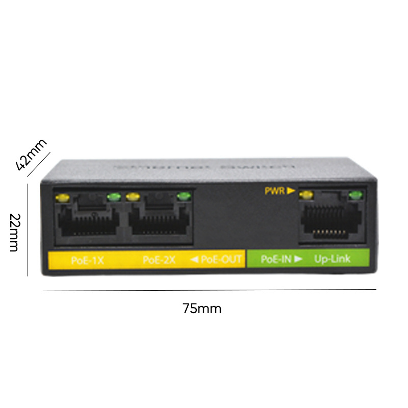 Hot Sales 100Mbps 3-Port POE Repeater Extender RJ45 Network Switch with 1 and 2 Standard Repeater Switches