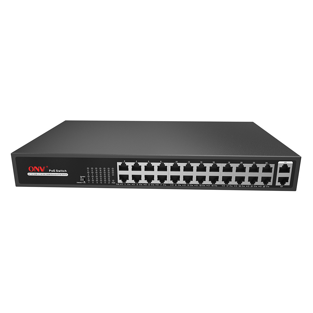 10/100M Ethernet Switch 16/24 Port Network Switch with 2 RJ45 Uplink POE AI Smart Switch for IP Camera/Wireless AP