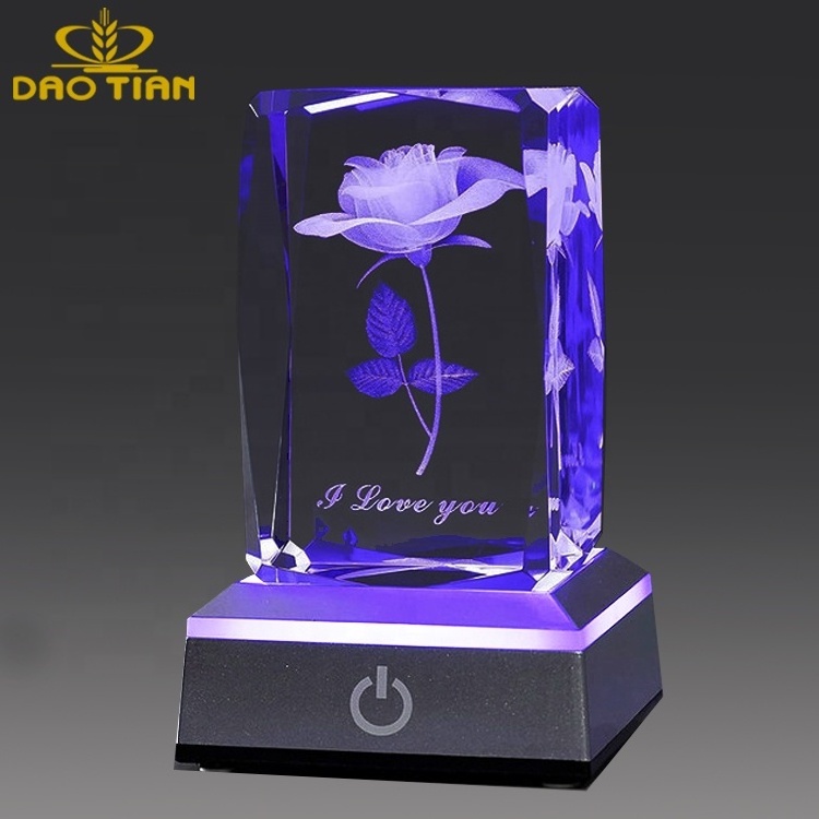 Personalized crystal cube 2d/3d laser led crystal cube photo frame for Birthday Wedding Memorial Mother's Day Valentine's Days g