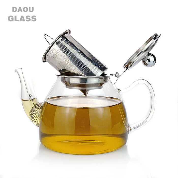 teapot 900ml multi-purpose Heat-Resisting Clear Glass Flower Teapot Coffee Water Tea Pot with tea strainer