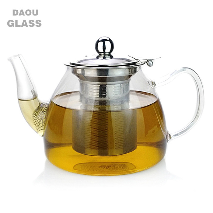 teapot 900ml multi-purpose Heat-Resisting Clear Glass Flower Teapot Coffee Water Tea Pot with tea strainer