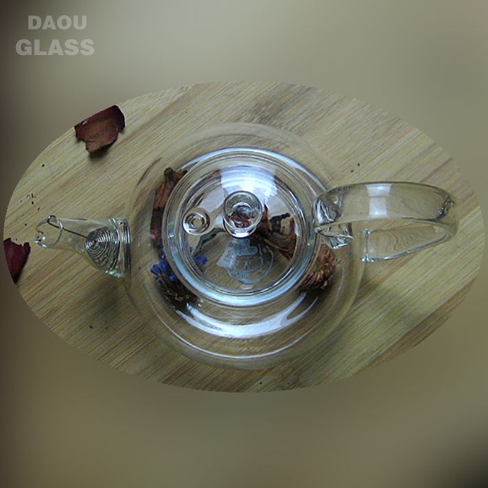 small Heat resistant Clear high handle  Glass Teapot ,China gongfu Tea Sets 250ml