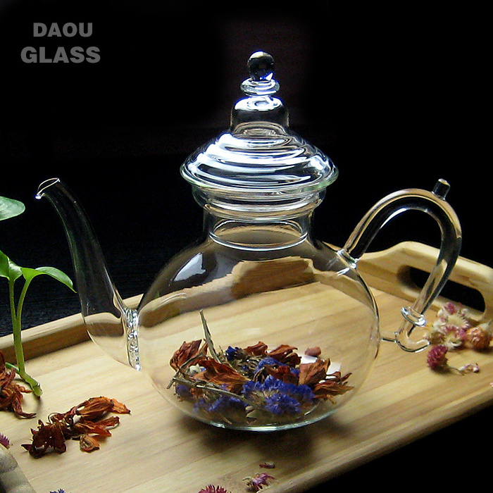 novelty heat fire resistant  glass teapot, Chinese tea kettle flower teapot