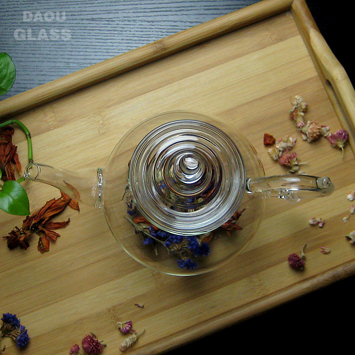 novelty heat fire resistant  glass teapot, Chinese tea kettle flower teapot