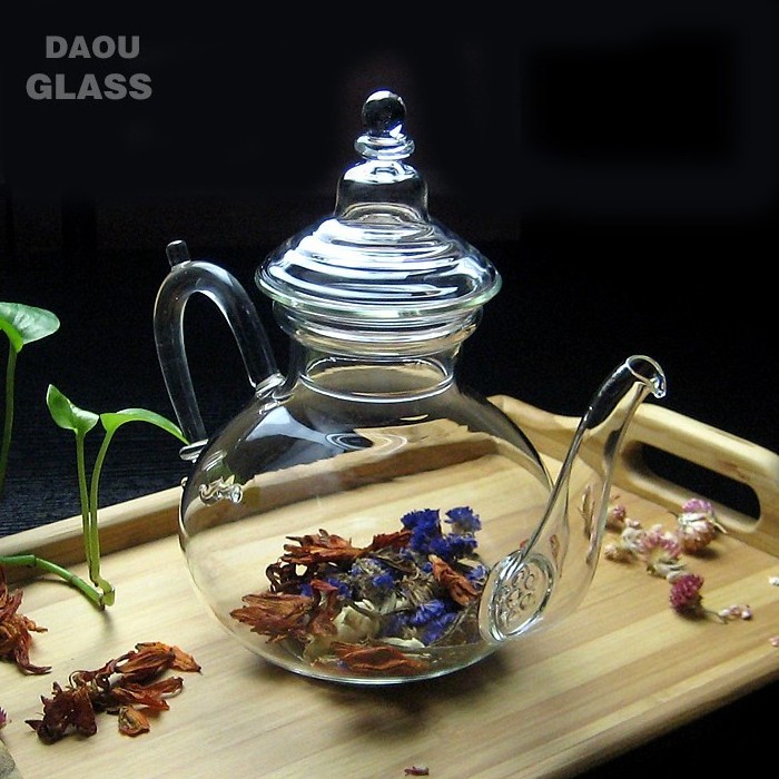 novelty heat fire resistant  glass teapot, Chinese tea kettle flower teapot