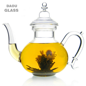 novelty heat fire resistant  glass teapot, Chinese tea kettle flower teapot