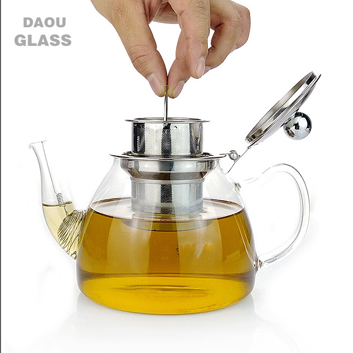 teapot 900ml multi-purpose Heat-Resisting Clear Glass Flower Teapot Coffee Water Tea Pot with tea strainer