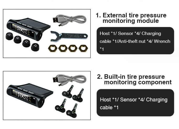 Low Cost  Solar Power Car Tire Pressure Sensor Tpms 433mhz High Temperature Tpm Rs232 Air Tps Internal Digital Auto Tyre Monitor