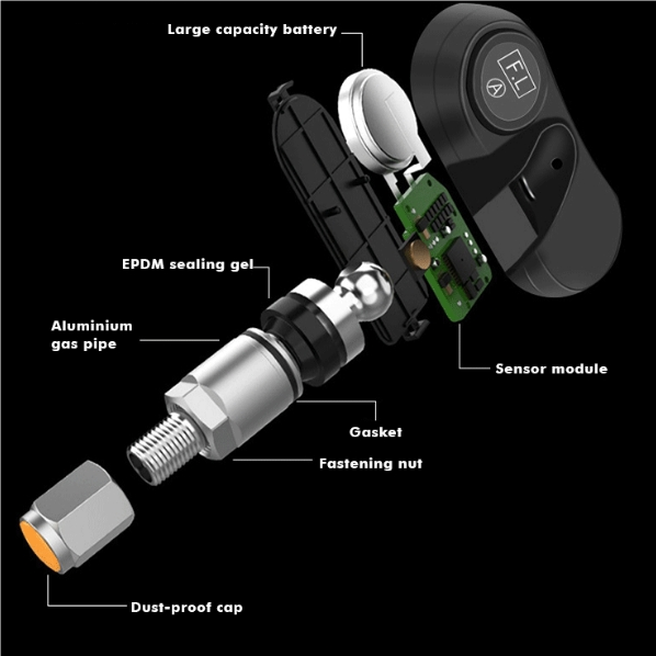 Low Cost  Solar Power Car Tire Pressure Sensor Tpms 433mhz High Temperature Tpm Rs232 Air Tps Internal Digital Auto Tyre Monitor