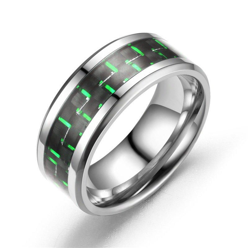 Stylish Titanium Tungsten Ring for Men Women Fashion Carbon Fiber Stainless Steel Cross Pattern with Stones for Wedding Party