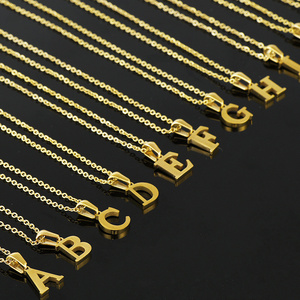 Fashion Jewelry Gold Plated Custom 18k Charm Trend Children 26 Letter Pendant Chain Name Stainless Steel Necklace