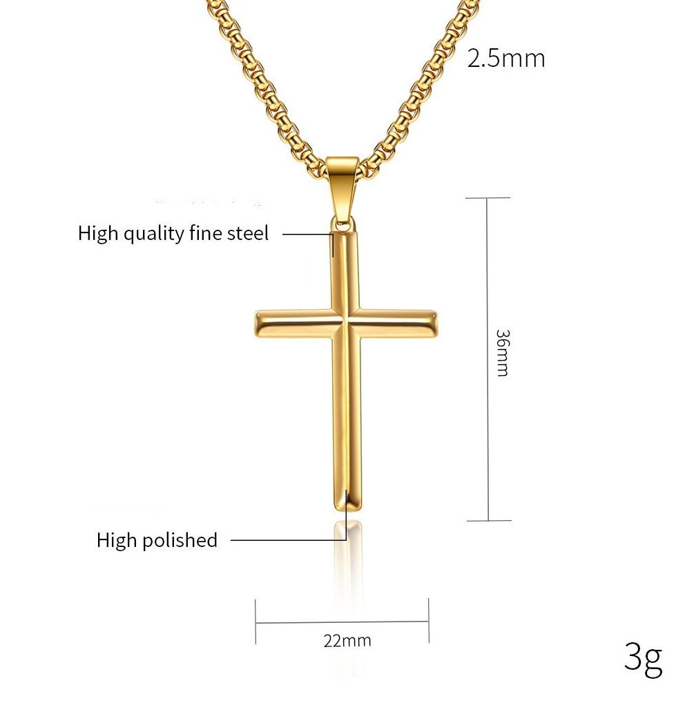 Gold Plated Cross Silver Pendant Necklace For Men 316L Stainless Steel Chain Charm Fashion Jewelry necklaces