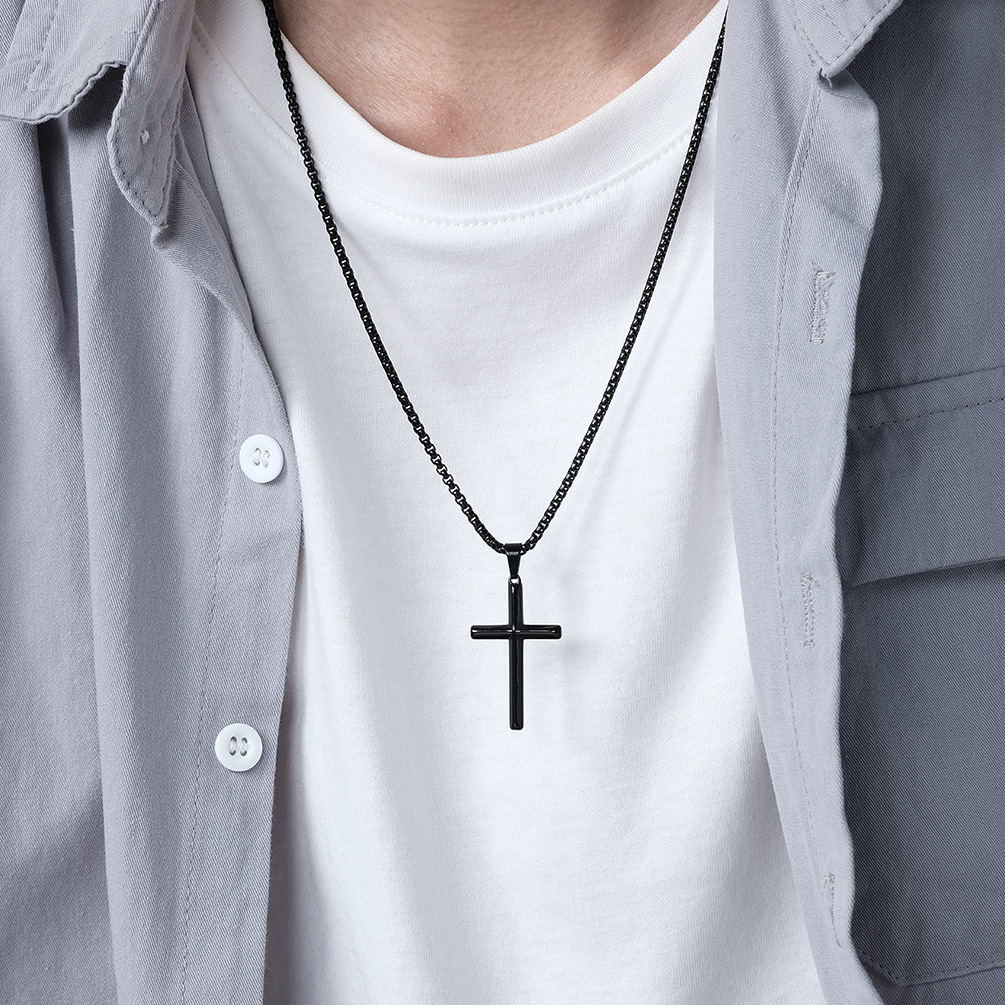 Gold Plated Cross Silver Pendant Necklace For Men 316L Stainless Steel Chain Charm Fashion Jewelry necklaces