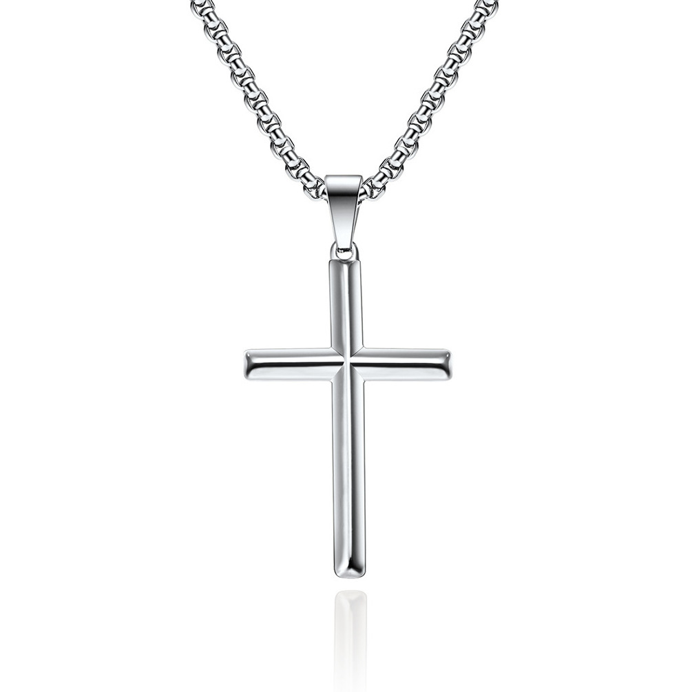 Gold Plated Cross Silver Pendant Necklace For Men 316L Stainless Steel Chain Charm Fashion Jewelry necklaces