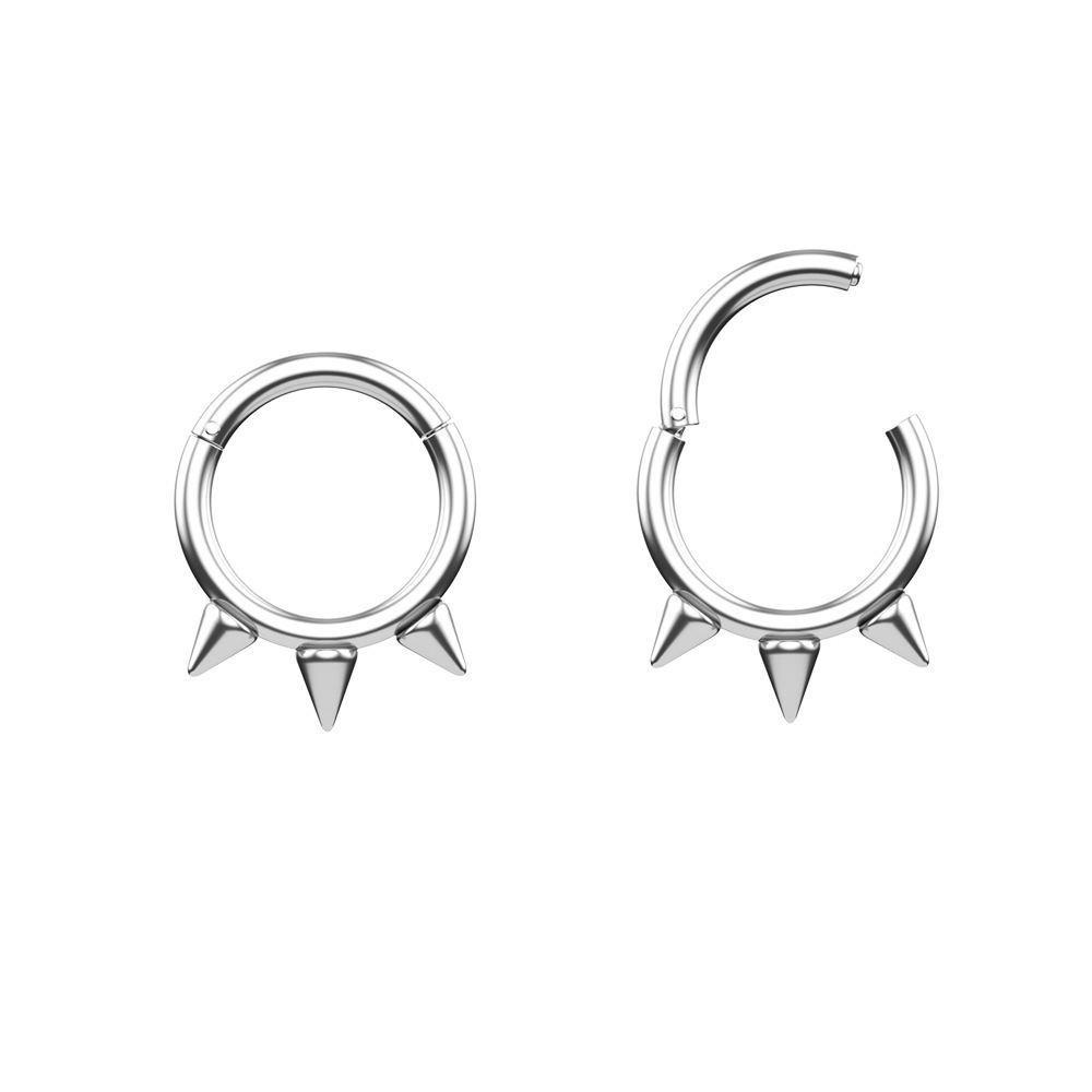 316L Stainless Steel 4 Colors Triple Spike Hinged Ear Ring For Women Septum Clicker Seamless Cartilage Piercing Nose Ring