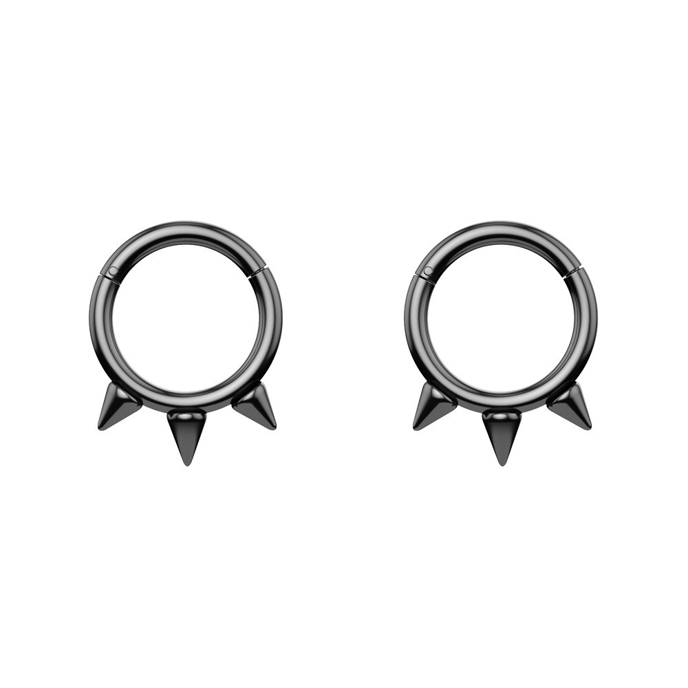 316L Stainless Steel 4 Colors Triple Spike Hinged Ear Ring For Women Septum Clicker Seamless Cartilage Piercing Nose Ring