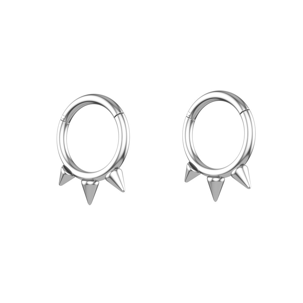 316L Stainless Steel 4 Colors Triple Spike Hinged Ear Ring For Women Septum Clicker Seamless Cartilage Piercing Nose Ring