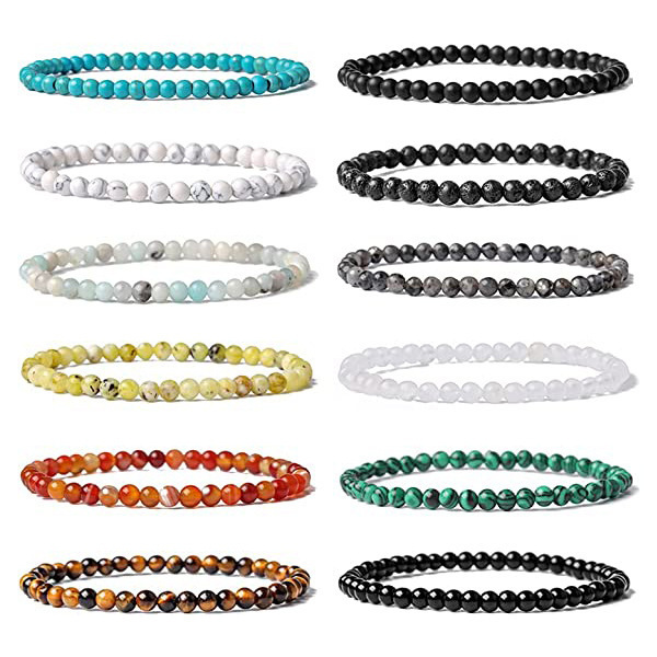 Wholesale Fashion Jewelry 4MM Stretch Jewelry Boho Men's And Woman 4mm Gemstone Natural Stone Bead Bracelet