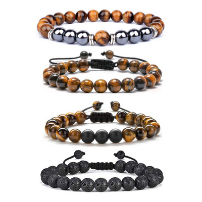 2022 Fashion Tige Eye Natural Stone Beads Obsidian Bracelets For Women Men Charm Jewelry Beaded Bracelet