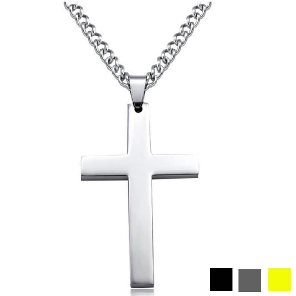 New Fashion Titanium Cross Pendant Gold Silver Black Prayer Choker for Men Stainless Steel Necklaces Fine Jewelry