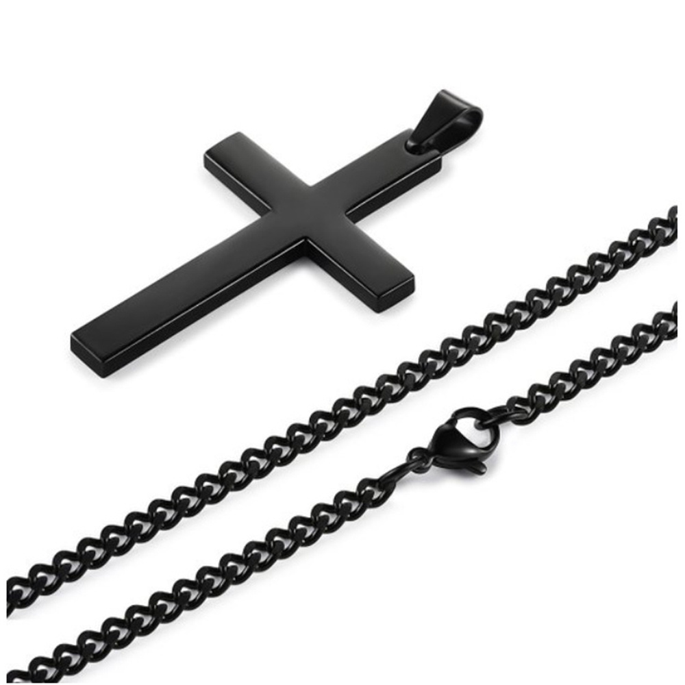 New Fashion Titanium Cross Pendant Gold Silver Black Prayer Choker for Men Stainless Steel Necklaces Fine Jewelry