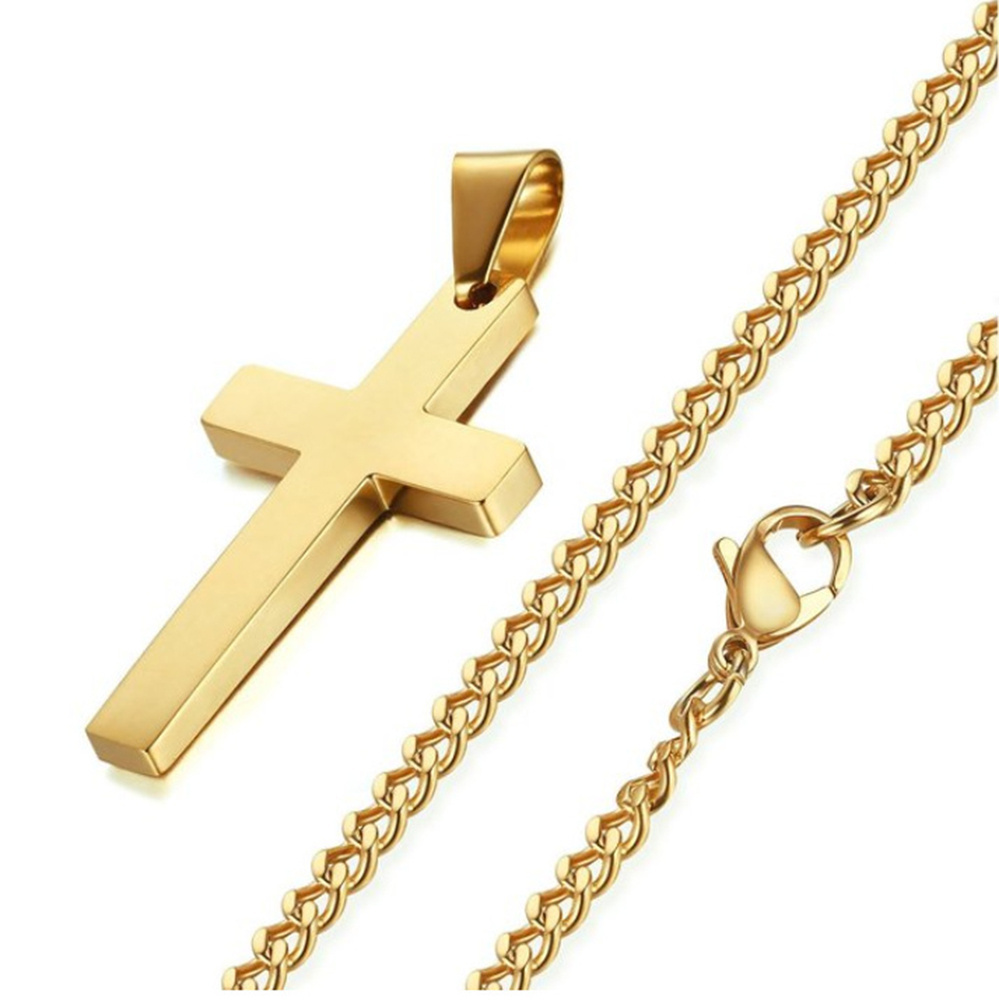 New Fashion Titanium Cross Pendant Gold Silver Black Prayer Choker for Men Stainless Steel Necklaces Fine Jewelry