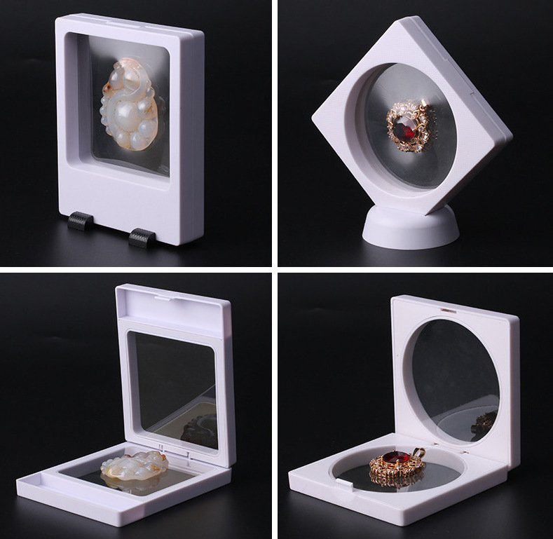 Custom Logo 3D Floating Display Box Jewelry Frame Holder with Stands for Coins Includes Bag Set Packaging for Jewelry Boxes