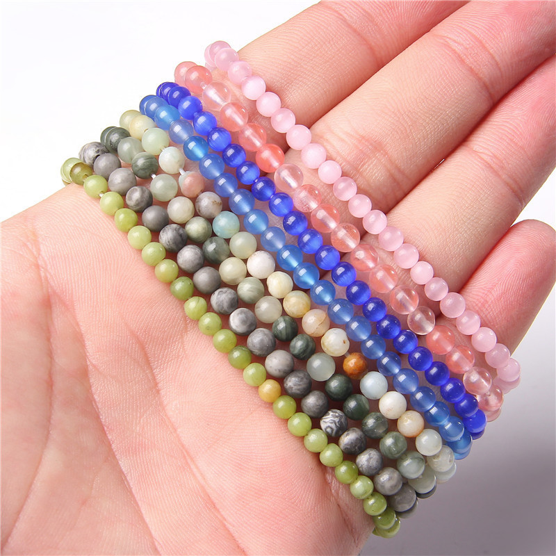 Wholesale Fashion Jewelry 4MM Stretch Jewelry Boho Men's And Woman 4mm Gemstone Natural Stone Bead Bracelet