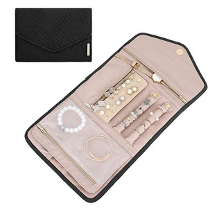 Travel Jewelry Organizer Roll Case Foldable Hanging Jewelry Bag Hanger  For Journey Rings, Necklaces, Bracelets, Earrings