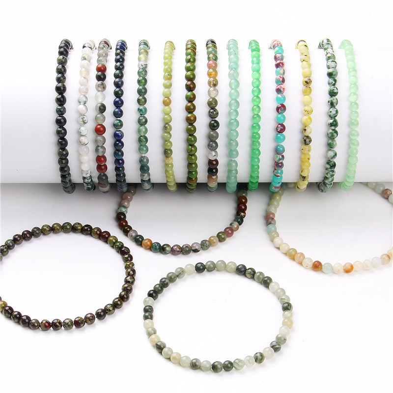 Wholesale Fashion Jewelry 4MM Stretch Jewelry Boho Men's And Woman 4mm Gemstone Natural Stone Bead Bracelet