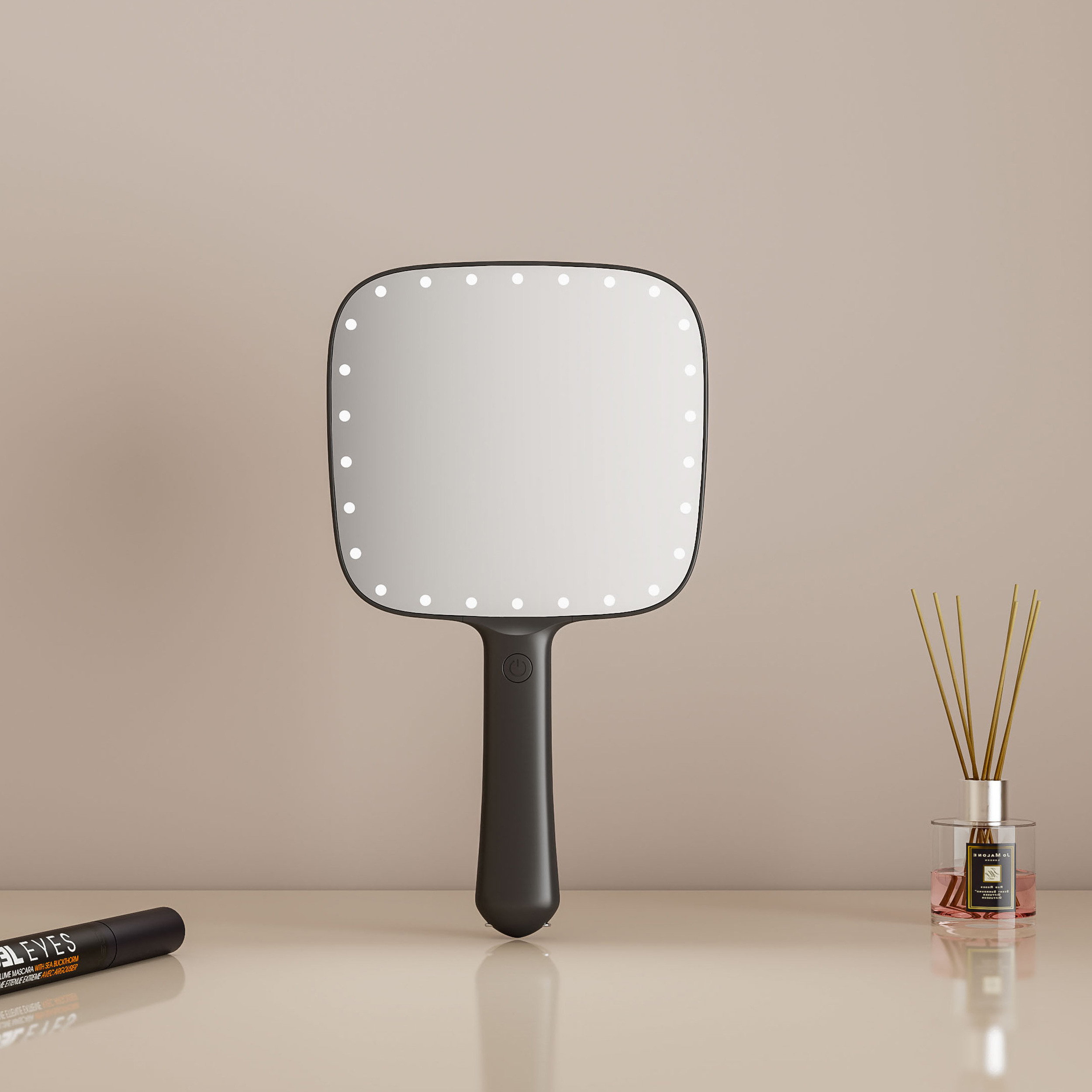 Dimmable Square Logo Custom Bulk Make Up Portable Lighted Travel Makeup Mirror With Led Light Handheld Hand Held Mirror