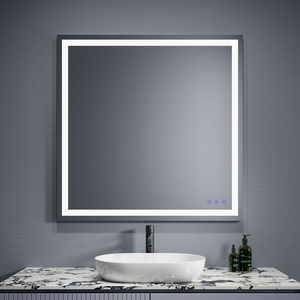 3 Colors And Dimmable Light 36 X 36 Anti Fog Rectangular Smart Hotel IP44 Frameless Led Modern Bathroom Mirror With Light