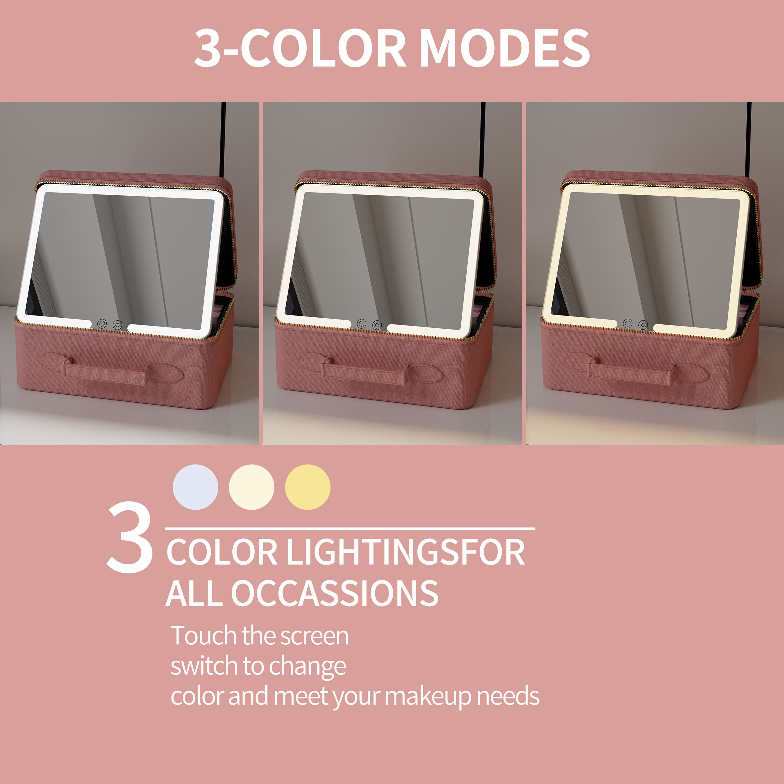 Rechargeable Storage Box Portable Cosmetic Vanity Make Up Folding Travel Makeup Bag Case With Led Light Mirror