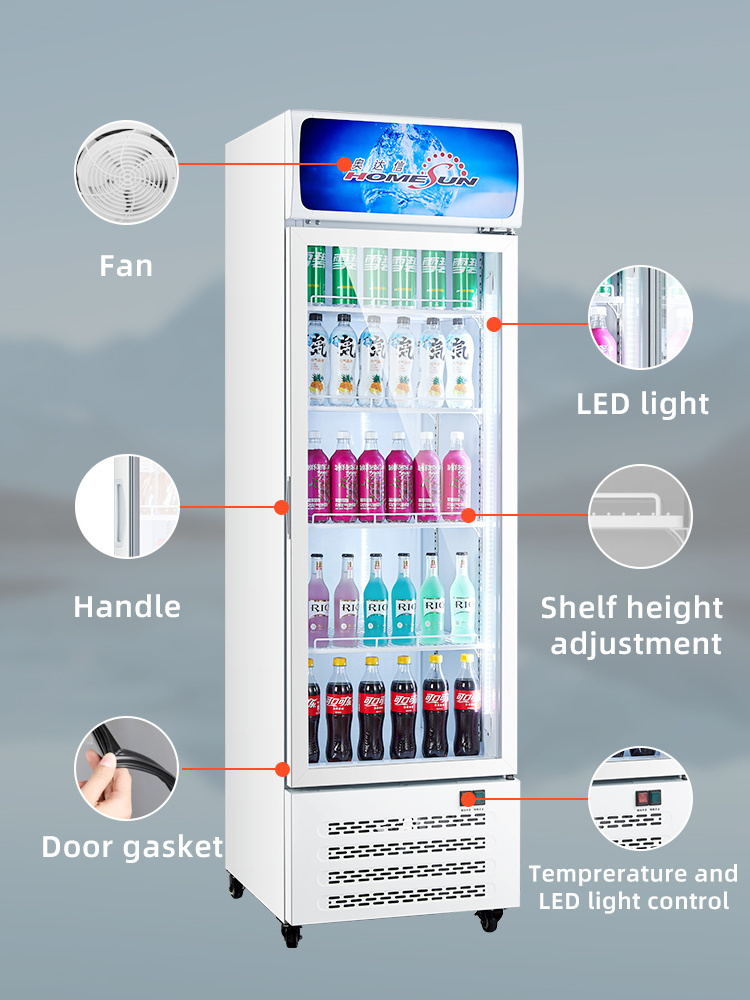 Restaurant Fridge Commercial Display Store Cooler Fan Cooling Cold Drink Refrigerator