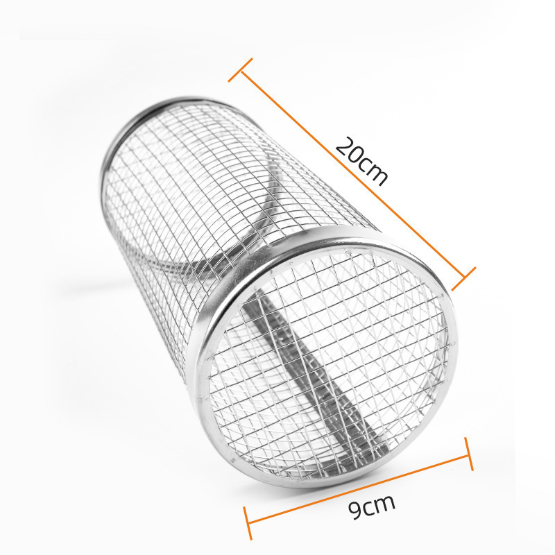 Portable Stainless Steel Rolling Grilling Basket Mesh Outdoor Camping Barbecue Rack Bbq Grill Basket For Roasting Meat 2023