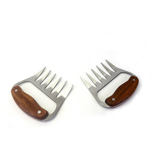 DAPHYLA Stainless Steel Bear Claws Meat Shredder With Wooden Handle Multifunction Barbecue Tool Shredding Forks  Bbq Accessories