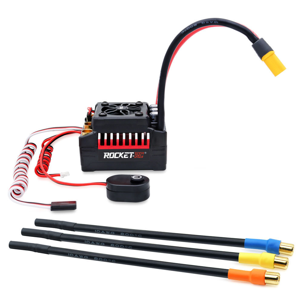 130A 3 - 6S waterproof micro electronic speed controller sensorless bldc small 12v / 24v bidirectional esc for 1 / 8 rc car