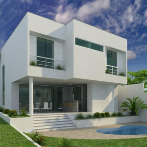 modern style white prefabricated house with low cost