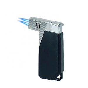 Double Jet Flame Lighter Head Rotatable Professional Refillable Zinc Alloy Cigarettes Gas Dual Jet Torch Lighters