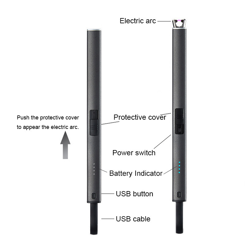 Rechargeable Plasma Arc Windproof Electric USB Lighter Candle Lighter with USB Cable