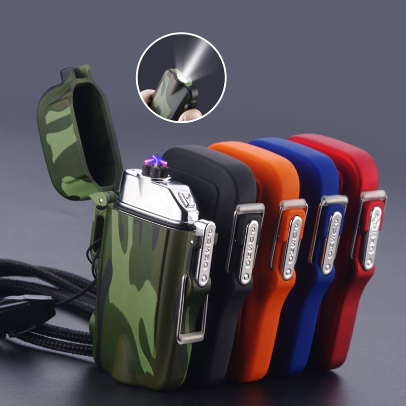 High quality outdoor reusable usb rechargeable lighter with flashlight