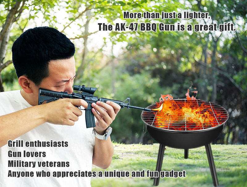 Household ignition AR15 lighters kitchen barbeque gas refillable butane gun shaped lighter