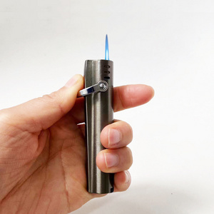 Wholesale cigarette Flame Jet Lighter cigar drill butane gas refillable windproof metal cigar lighters